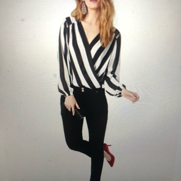 INC International Concepts Tops - INC Striped Scoop Front Striped Blouse